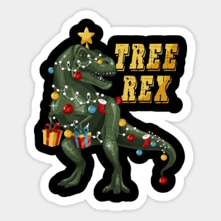 Dinosaur Tree Rex Pajamas Christmas Gift for Boys Sticker